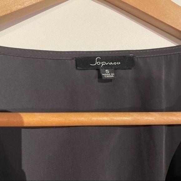 NWT Soprano Nordstrom Evening Dress V-neck Small Gray/ Green Silk Mini Dress - Picture 4 of 13